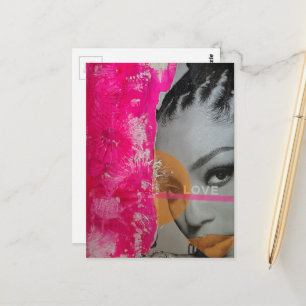 Cartão Postal Dama do Amor Neon Colagem Mista