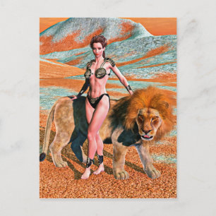 Cartão Postal Dama e Leão