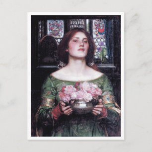 Cartão Postal Dama e Rosas, John William Waterhouse