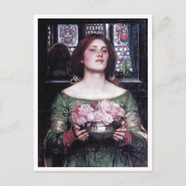 Cartão Postal Dama e Rosas, John William Waterhouse (Frente)
