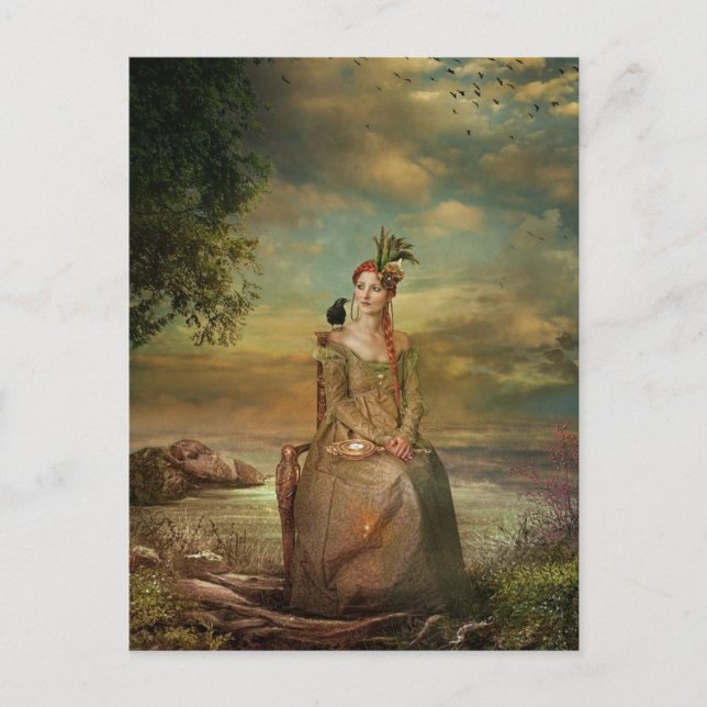 Cartão Postal dama na cartaz de espera (Frente)