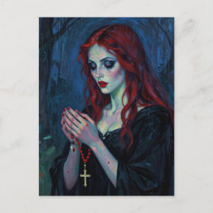 Cartão Postal Dama Vampira Com Rosário