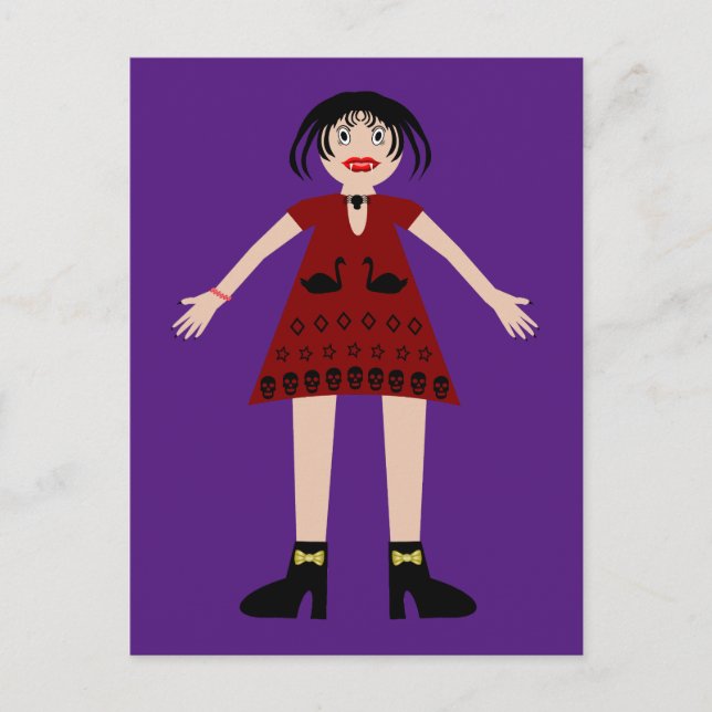 Cartão Postal Dama Vampira de Halloween Gótico (Frente)