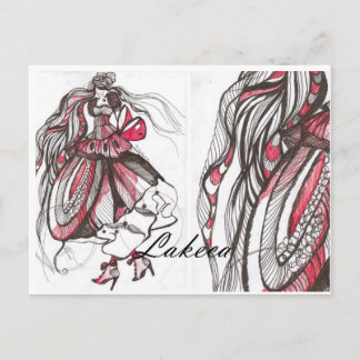 Cartão Postal dama vermelha