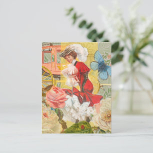 Cartão Postal Dama Vitoriana Mulher Elegante Rica Ilustração Ver