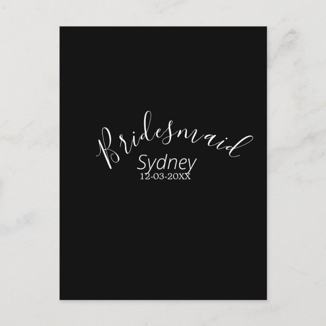 Cartão Postal Damas de honra despedida de solteira adicionar nom (Frente)