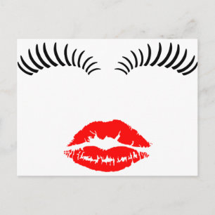 Cartão Postal Damas Eye Lahes e LipStick Kiss
