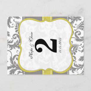 Cartão Postal Damasco de aves amarela e Cinza