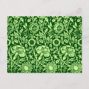 Cartão Postal Damasco de Cravo Art Nouveau, Verde Floresta