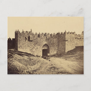 Cartão Postal Damasco Gate, Jerusalém vintage 1857 foto