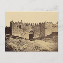 Cartão Postal Damasco Gate, Jerusalém vintage 1857 foto