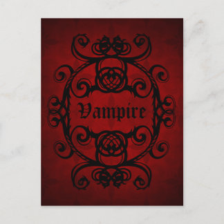 Cartão Postal Damasco gótico elegante do vampiro vermelho e