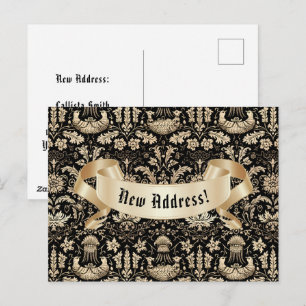 Cartão Postal Damasco Gótico Preto e Dourado - Mudança de Endere