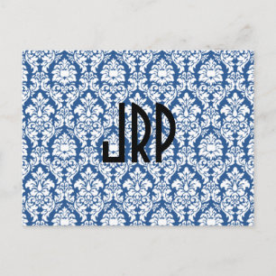 Cartão Postal Damasco Monograma e Azul