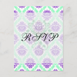 Cartão Postal damasco roxo e verde