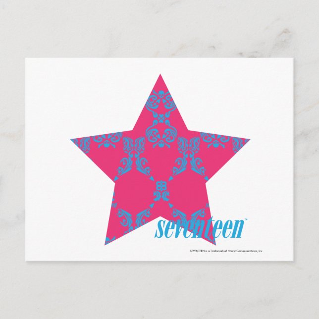 Cartão Postal Damask Aqua-Magenta 2 (Frente)