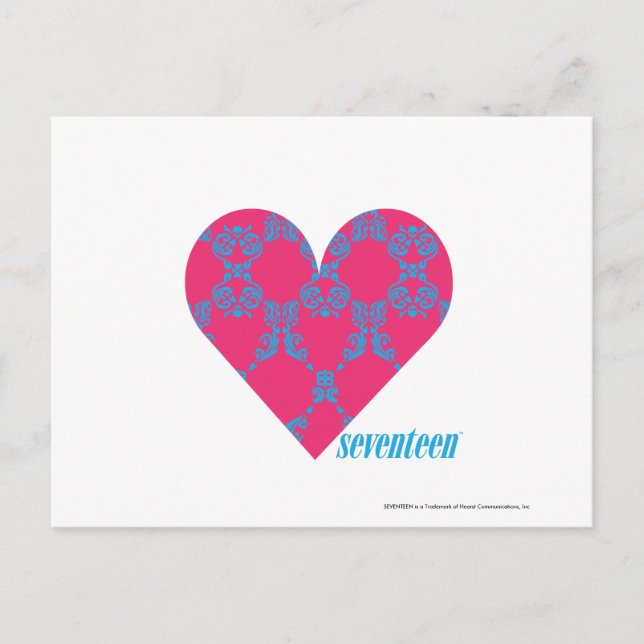 Cartão Postal Damask Aqua-Magenta 4 (Frente)