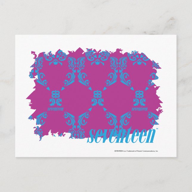 Cartão Postal Damask Aqua-Purple 2 (Frente)