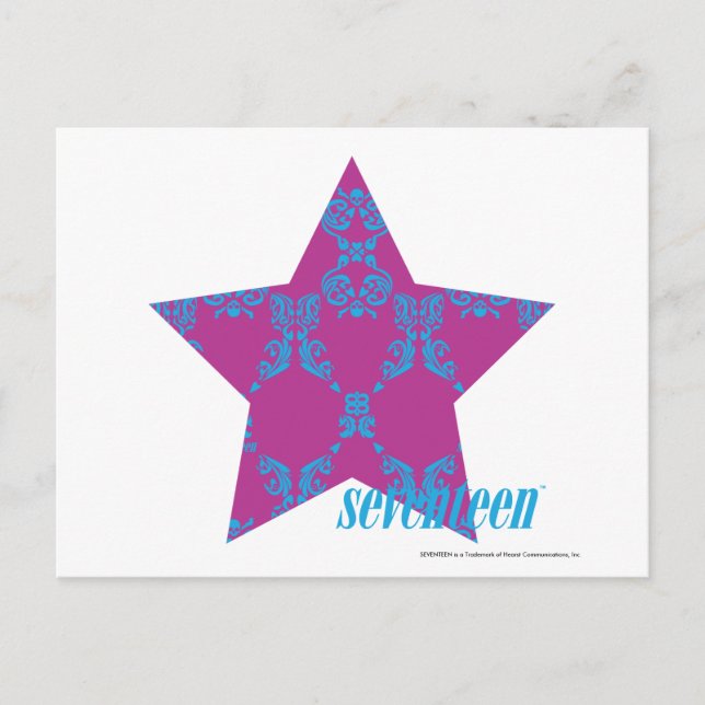 Cartão Postal Damask Aqua-Purple 3 (Frente)