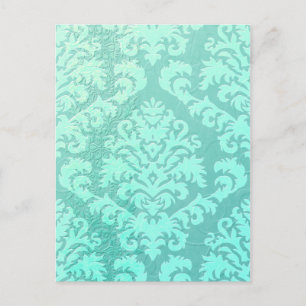 Cartão Postal Damask Cut Velvet, Emboscada Satin em Mint Green