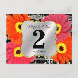 Cartão Postal Damask Fuchsia Gerber Daisy Número da Tabela de Ca