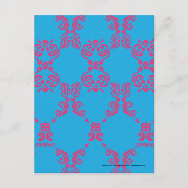 Cartão Postal Damask Magenta-Aqua (Frente)
