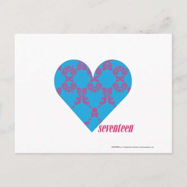 Cartão Postal Damask Magenta-Aqua 3 (Frente)