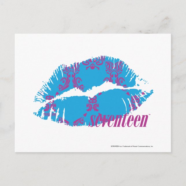 Cartão Postal Damask Purple-Aqua (Frente)