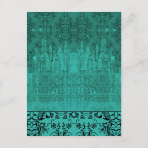 Cartão Postal Damask Wildflower, CASTELO DE ANGEL em Turquesa