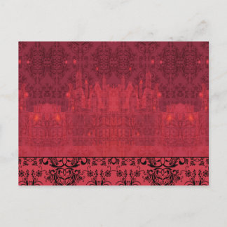 Cartão Postal Damask Wildflower, CASTELO DE ANGEL em Vermelho e