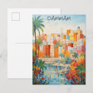 Cartão Postal Dammam Arábia Saudita Viagem Cidade Pintura Estéti