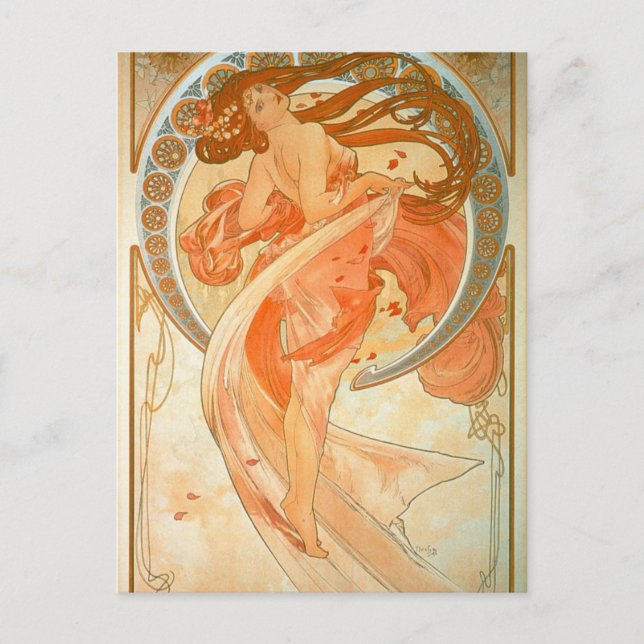 Cartão Postal "Dança" - Art Nouveau - Alphonse Mucha (Frente)