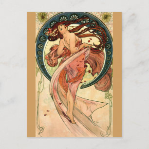 Cartão Postal Dança de Alfons Mucha - Art Nouveau