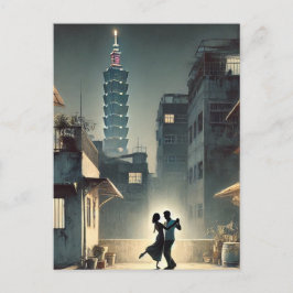 Cartão Postal Dança de casal com Taipei 101 ao fundo