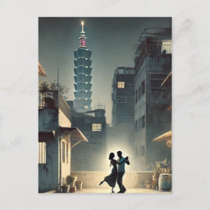 Cartão Postal Dança de casal com Taipei 101 ao fundo