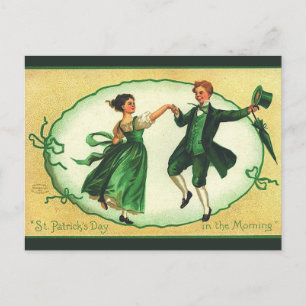 Cartão Postal Dança de Casal Vintage no Dia de São Patrício