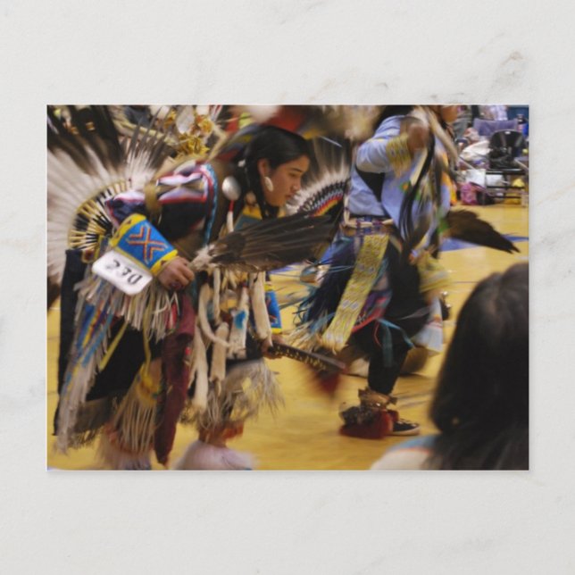 Cartão Postal Dança de Guerra PowWow Nativo Americano (Frente)
