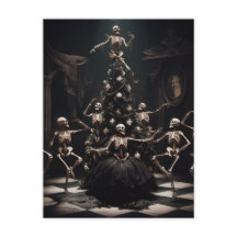 dança macabra natal Skeletons em volta da árvore