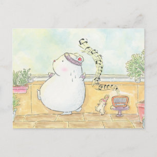 Cartão Postal dança mais seja feliz urso polar coelho aquarela