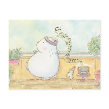 dança mais seja feliz urso polar coelho aquarela