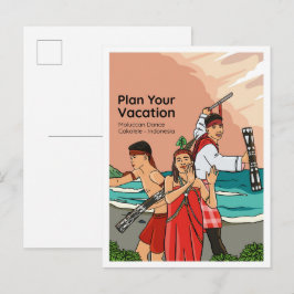 Cartão Postal Dança Moluccana Cakalele Viagem Indonésia
