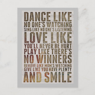 CARTÃO POSTAL DANÇA MOTIVACIONAL COMO SE NINGUÉM ESTIVESSE OLHAN