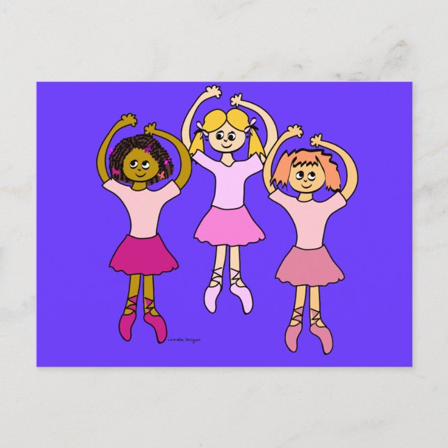 Cartão Postal Dançando Ballerinas Presentes (Frente)