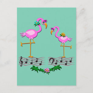 Cartão Postal Dançando Flamingos