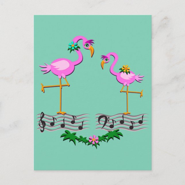 Cartão Postal Dançando Flamingos (Frente)