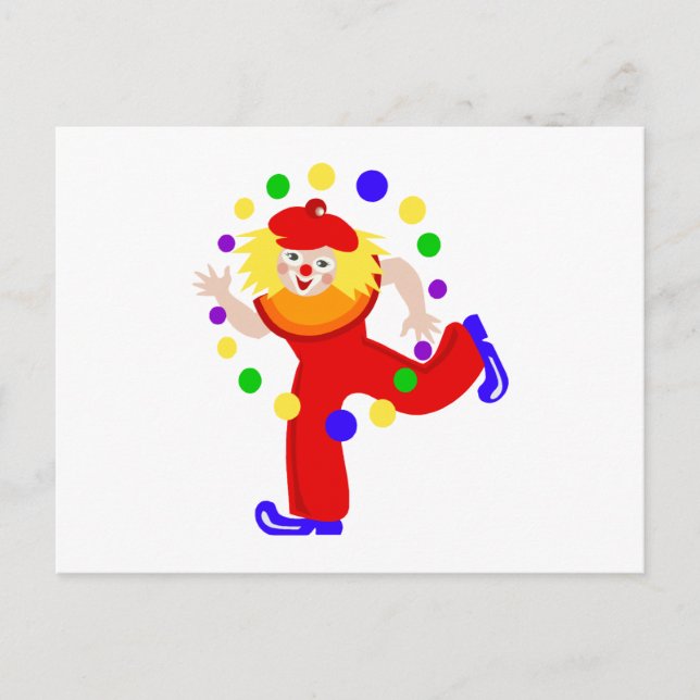 Cartão Postal Dançando Juggler Clower (Frente)