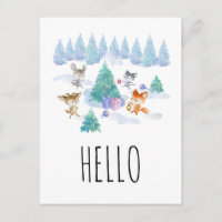 Dançando Woodland Animal Watercolor Hello