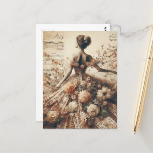 Cartão Postal Dançar para a Colagem de Música Floral