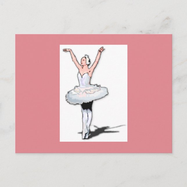 Cartão Postal Dançarina Ballerina, Balé rosa e branca (Frente)