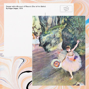 Cartão Postal Dançarina com Buquê de Flores por Edgar Degas
